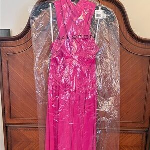 Halston Heritage Vibrant Pink Dress halter Jennifer Gown